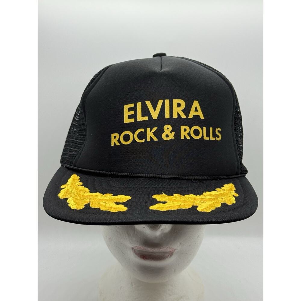 Vintage Elvira Rock And Rolls Black Trucker Cap Hat Mesh Snapback Scrambled Eggs